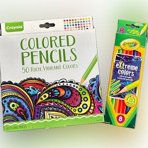 Crayola Colored Pencils Bundle: 50 Rich Vibrant Colors + 8 Extreme Color NEW